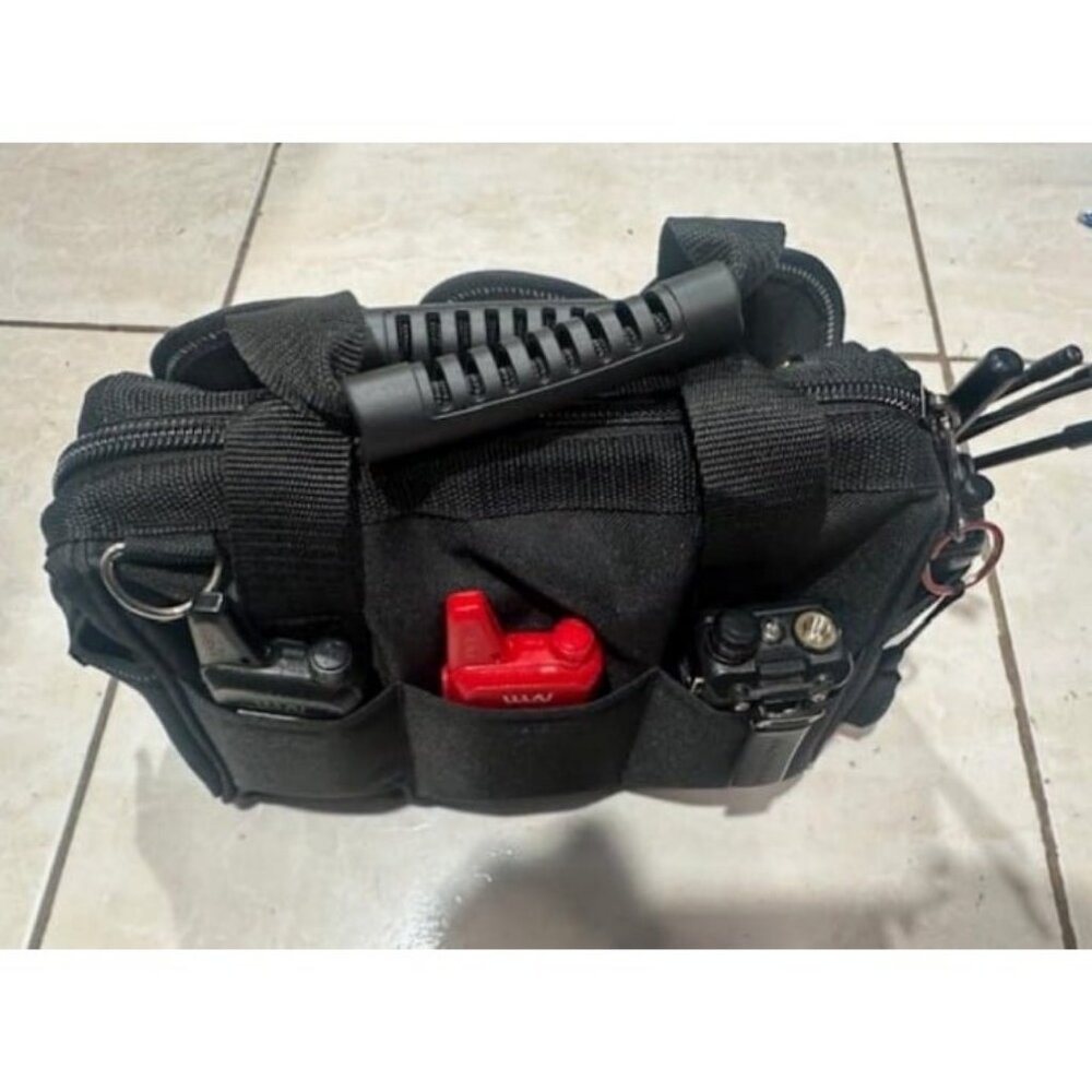 12in Tool Bag with Waterproof Soft Bottom, Multi-Pockets Wide Mouth Tool
